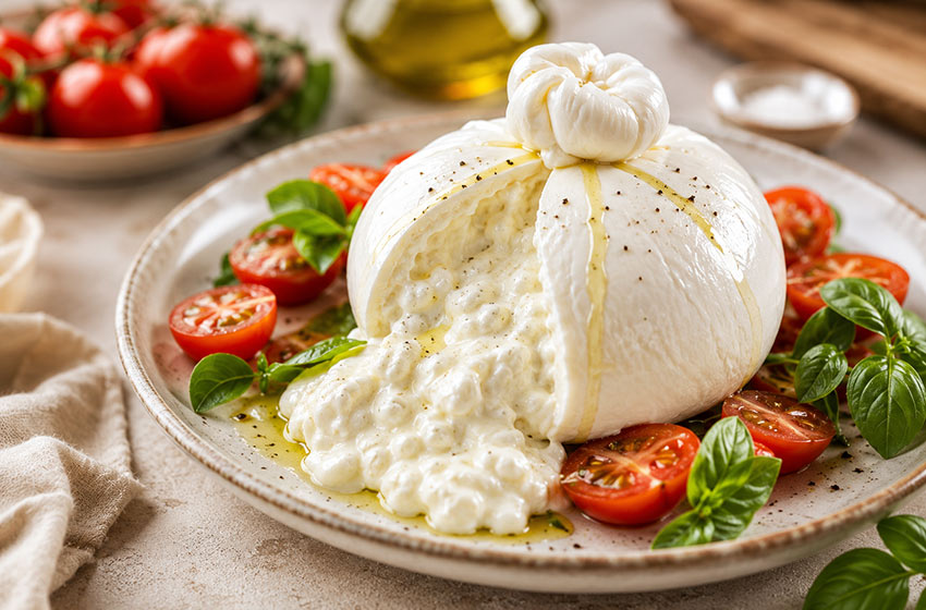 Burrata - włoski ser z Apulii. Co to jest, jak jeść i z czym łączyć? Poradnik