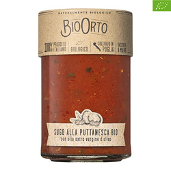 BioOrto Sugo alla Puttanesca Bio - gotowy włoski sos pomidorowy z oliwkami, kaparami i chili 350g