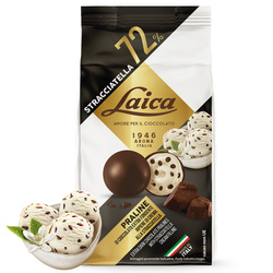 Laica Praline Stracciatella - włoskie praliny z gorzkiej czekolady 72% z nadzieniem o smaku stracciatella 90g