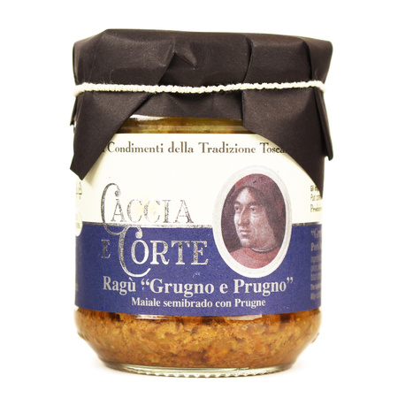 Caccia e Corte Ragù Grugno e Prugno - toskański biały sos z mięsa wieprzowego z dodatkiem śliwek 180g