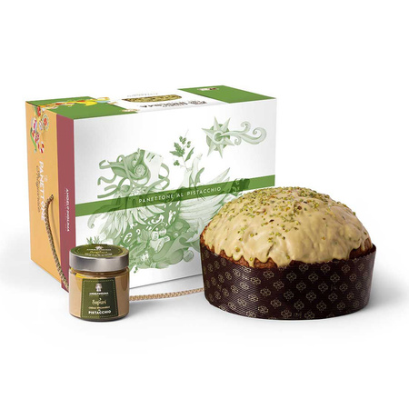 Angelo Inglima Panettone Pistacchio - włoska babka pistacjowa ze słoiczkiem kremu pistacjowego 1000g + 200g