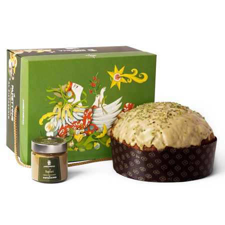 Angelo Inglima Panettone Pistacchio - włoska babka pistacjowa ze słoiczkiem kremu pistacjowego 1000g + 200g