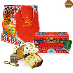 Fiasconaro Dolce&Gabbana Panettone Pistacchio - włoska babka w kolekcjonerskiej puszce ze słoiczkiem kremu pistacjowego 500g + 100g