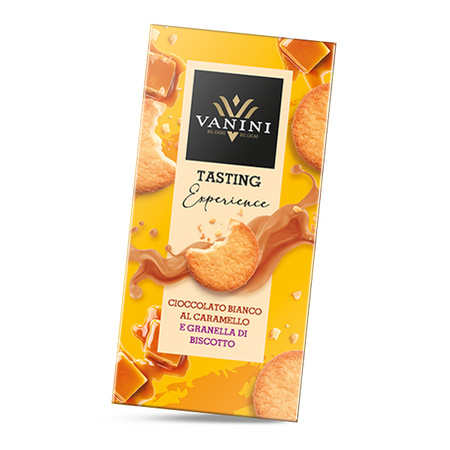 Vanini Cioccolato Caramello e Biscotto - biała czekolada z karmelem i kawałkami ciastek 75g