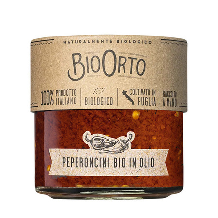 BioOrto Peperoncini Bio - włoskie siekane ostre papryczki w oliwie 175g