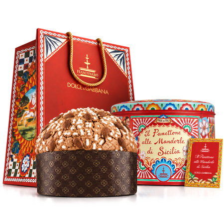 Fiasconaro Dolce&Gabbana Panettone alle Mandorle - włoska babka z sycylijskimi migdałami w kolekcjonerskiej puszce 1kg
