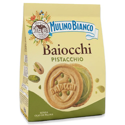 Mulino Bianco Baiocchi Pistacchio - włoskie ciastka z kremem pistacjowym 240g