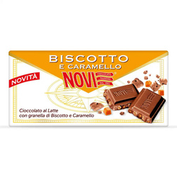 Novi Biscotto e Caramello - włoska czekolada mleczna z kawałkami ciastek i karmelu 100g