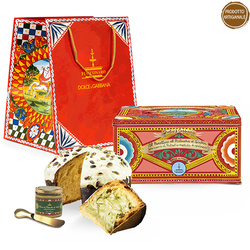 Fiasconaro Dolce&Gabbana Panettone Pistacchio - włoska babka w kolekcjonerskiej puszce ze słoiczkiem kremu pistacjowego 500g + 100g