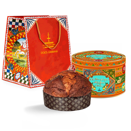 Fiasconaro Dolce&Gabbana Panettone Agrumi e Zafferano - włoska babka z cytrusami i szafranem w kolekcjonerskiej puszce 500g