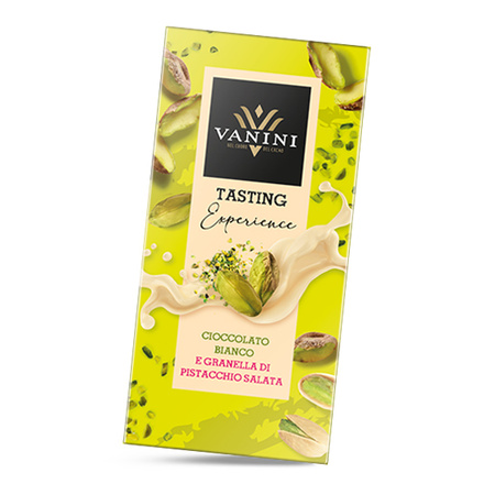 Vanini Cioccolato Pistacchio - biała czekolada z solonymi pistacjami 75g