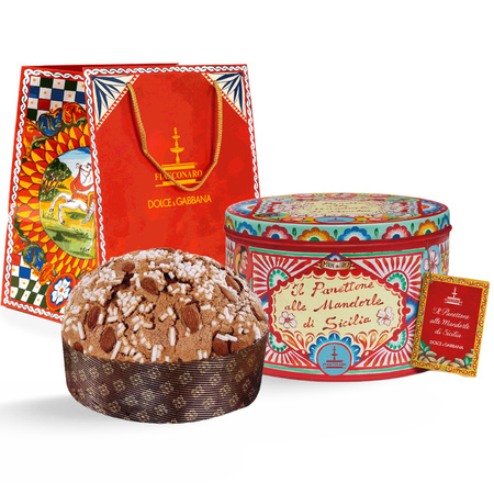Fiasconaro Dolce&Gabbana Panettone alle Mandorle - włoska babka z sycylijskimi migdałami w kolekcjonerskiej puszce 1kg