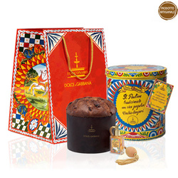 Fiasconaro Dolce&Gabbana Panettone Tradizionale - włoska babka w puszce z flakonem wina Vecchio Samperi 1kg + 30ml