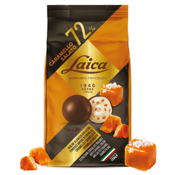 Laica Praline Caramello Salato - włoskie praliny z gorzkiej czekolady 72% z nadzieniem o smaku solonego karmelu 90g