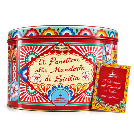 Fiasconaro Dolce&Gabbana Panettone alle Mandorle - włoska babka z sycylijskimi migdałami w kolekcjonerskiej puszce 1kg