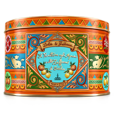 Fiasconaro Dolce&Gabbana Panettone Agrumi e Zafferano - włoska babka z cytrusami i szafranem w kolekcjonerskiej puszce 500g