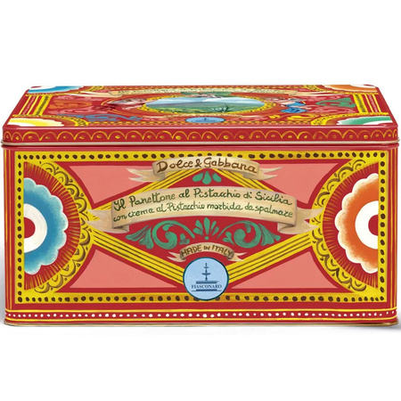 Fiasconaro Dolce&Gabbana Panettone Pistacchio - włoska babka w kolekcjonerskiej puszce ze słoiczkiem kremu pistacjowego 500g + 100g
