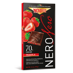 Novi Nero - włoska czekolada z kawałkami truskawek 75g