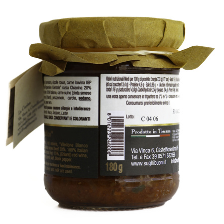 Caccia e Corte Ragù Il Magnifico - toskański sos z mięsa wołowego Chianina i wieprzowego Cinta Senese 180g