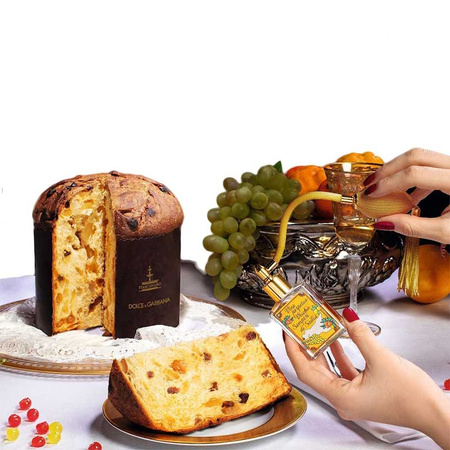 Fiasconaro Dolce&Gabbana Panettone Tradizionale - włoska babka w puszce z flakonem wina Vecchio Samperi 1kg + 30ml