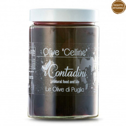 iContadini Olive Celline - apulijskie czarne oliwki z pestką 550g