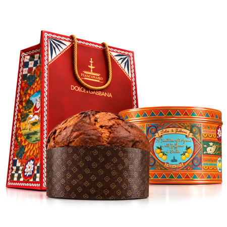 Fiasconaro Dolce&Gabbana Panettone Agrumi e Zafferano - włoska babka z cytrusami i szafranem w kolekcjonerskiej puszce 500g