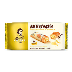 Matilde Vicenzi Millefoglie Snack con Crema Pasticceria - kruche ciastka z nadzieniem waniliowym 125g