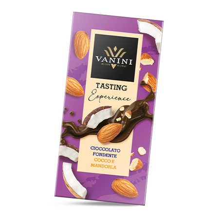 Vanini Cioccolato Cocco e Mandorle - czekolada gorzka z kokosem i migdałami 75g