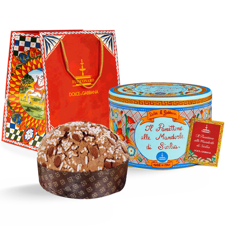 Fiasconaro Dolce&Gabbana Panettone alle Mandorle - włoska babka z sycylijskimi migdałami w kolekcjonerskiej puszce 1kg