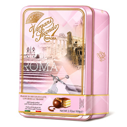 Vergani Roma Tiramisu - włoskie praliny z mlecznej czekolady z kremem tiramisu w ozdobnej puszce 100g