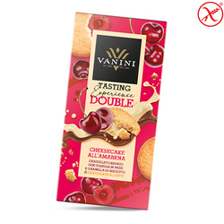 Vanini Double Cheesecake all’Amarena - włoska czekolada biała i mleczna z wiśniami i kawałkami ciasteczek 85g