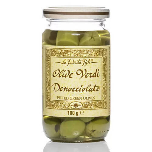 La Favorita Fish Olive Verdi Denocciolate - włoskie zielone oliwki bez pestki 180g