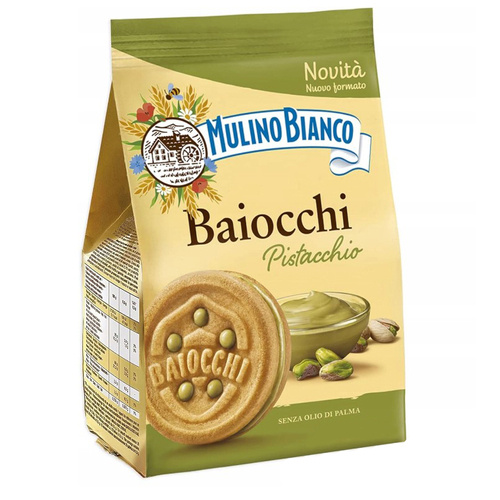 Mulino Bianco Baiocchi Pistacchio - włoskie ciastka z kremem pistacjowym 240g