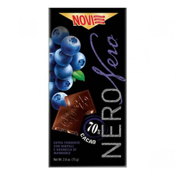 Novi Nero - włoska czekolada z jagodami i migdałami 75g