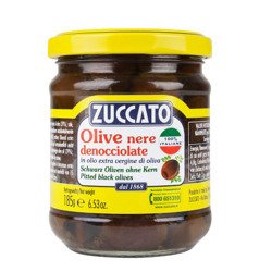 Zuccato Olive Nere Denocciolate - czarne oliwki bez pestki w oliwie z oliwek extra vergine 185g