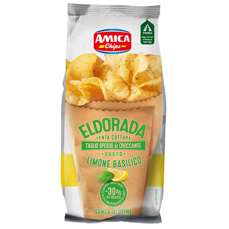 Amica Eldorada Limone e Basilico - włoskie chipsy bazyliowo-cytrynowe 130g