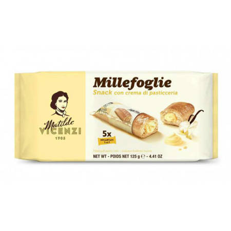 Matilde Vicenzi Millefoglie d'Italia MiniSnack con Crema - kruche ciastka z nadzieniem waniliowym 125g