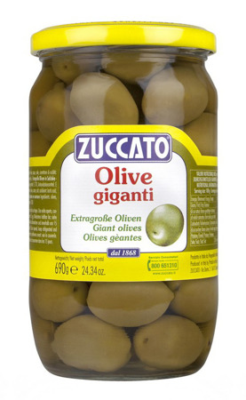 Zuccato Olive Verdi Giganti - oliwki z pestką 690g
