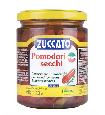 Zuccato Pomodori Secchi - suszone pomidory w oliwie z dodatkiem kaparów 280g