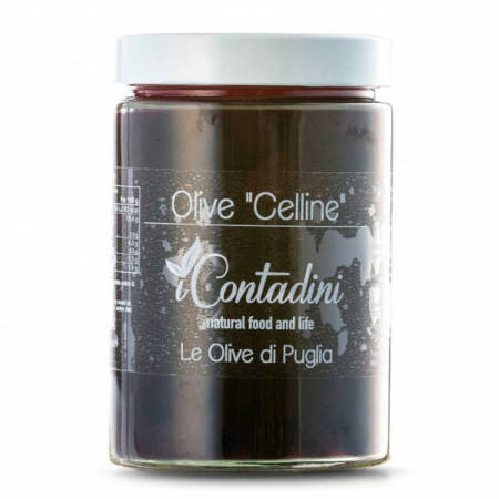 iContadini Olive Celline - apulijskie czarne oliwki z pestką 550g